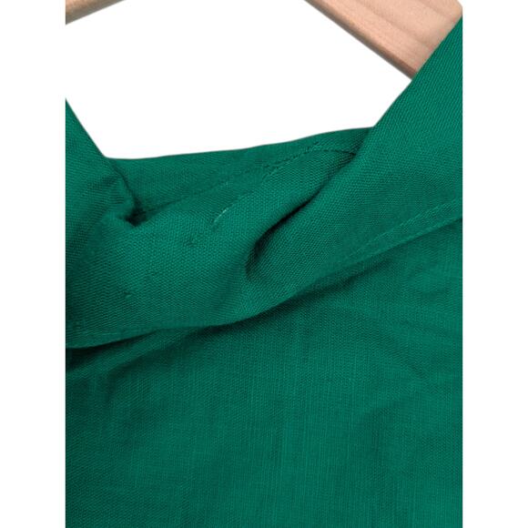 Tuckernuck Green Linen Blend Belted Shirt Dress Embroidered Hem NWT S - Picture 5 of 7